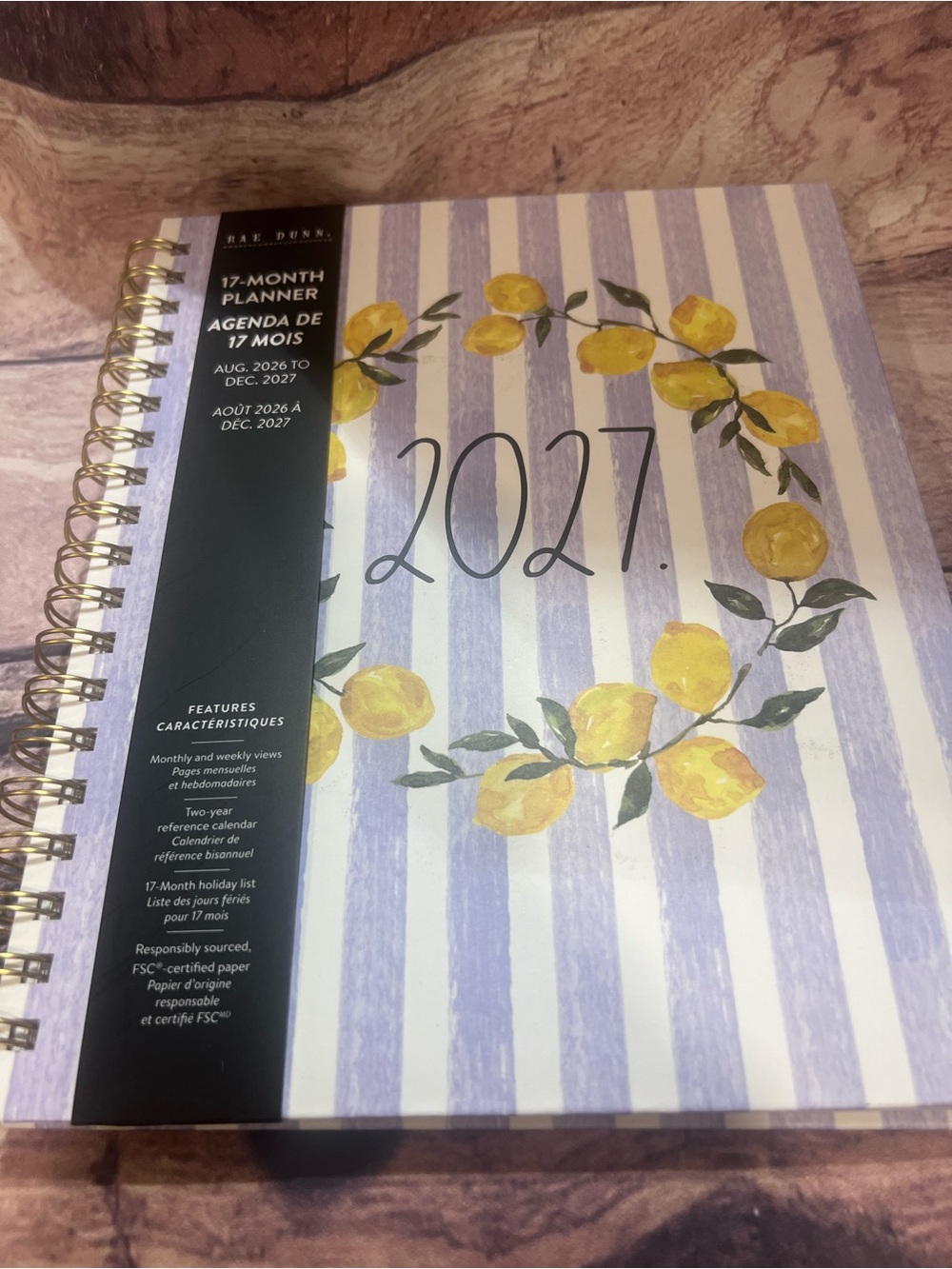 Rae Dunn 2027 Planner - Yellow & Lavender Striped Cover
